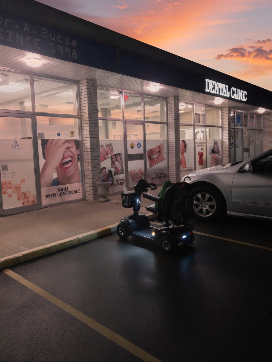 Spinel Dental entrance at sunset — accessible and senior friendly